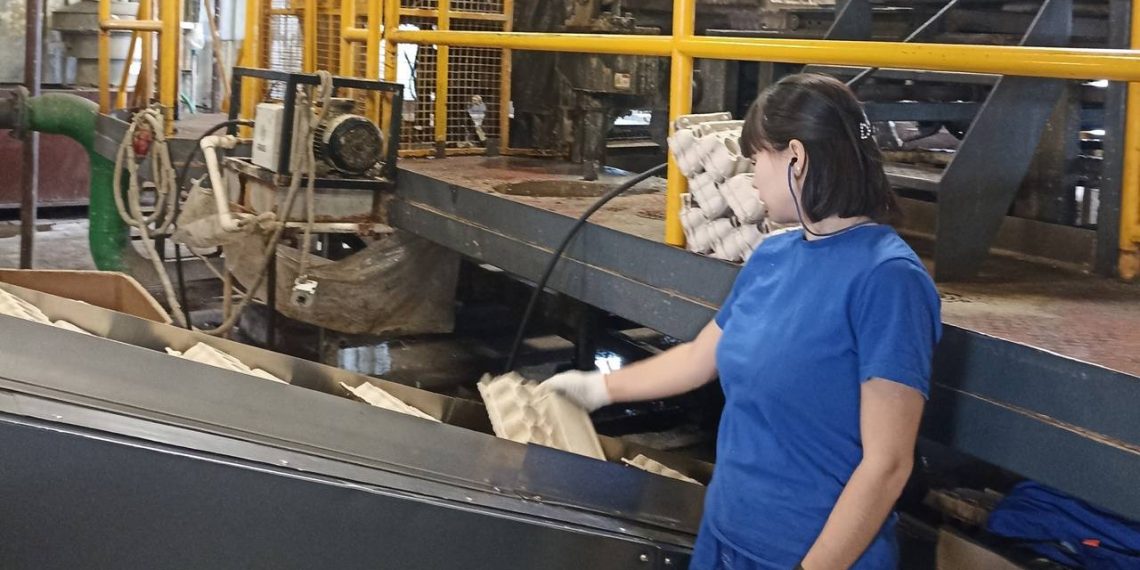 Министр Александр Черепан показал процесс изготовления упаковки для яиц