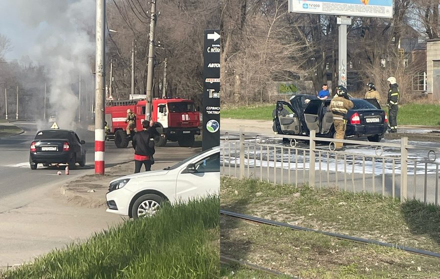 На дороге в Ульяновске загорелась учебная «Лада», пострадал водитель