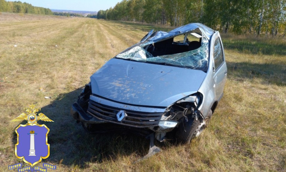 Неопытный водитель на «Рено» улетел в кювет на трассе в Кузоватовском районе