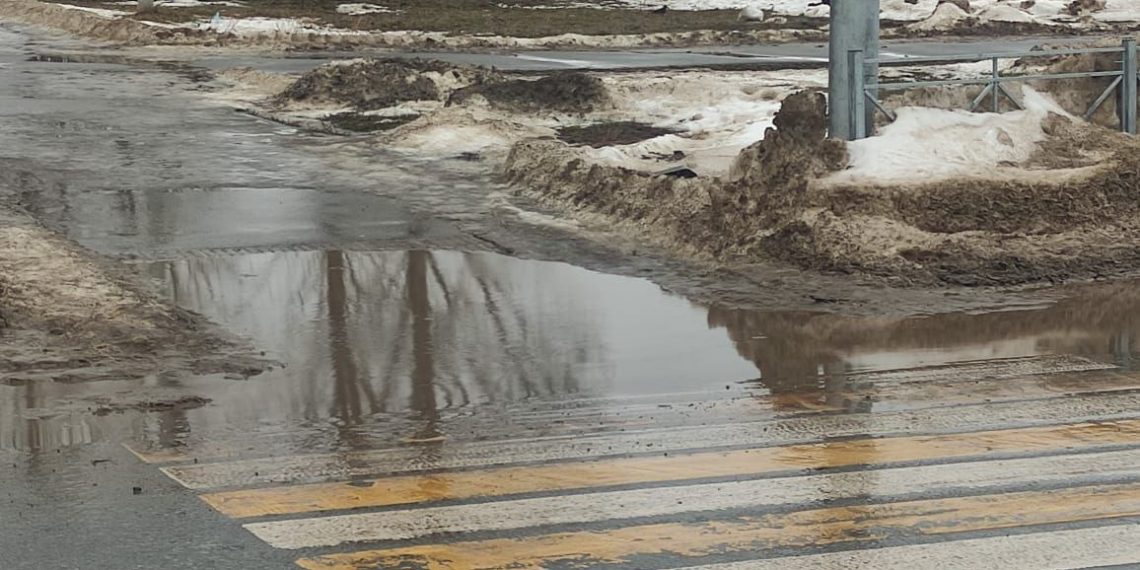 Подрядчик сделал неправильный переход через проспект Маршала Устинова в Ульяновске