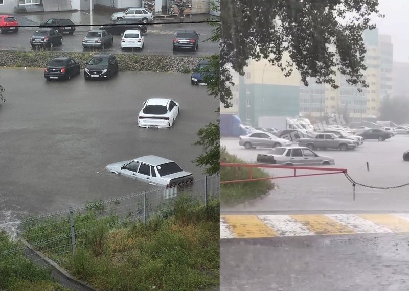 Ливень в Ульяновске начал топить дороги, дворы и парковки — видео