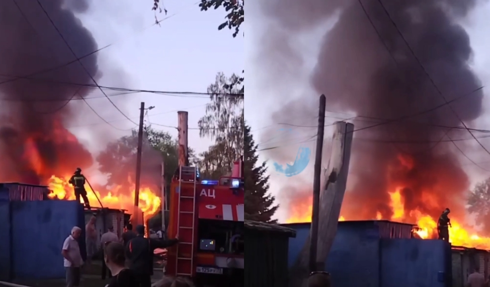 Жуткий пожар в Киндяковке: сгорело несколько гаражей — видео