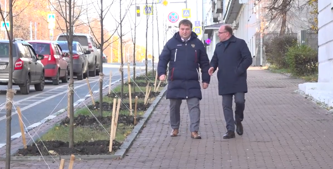 Болдакин проконтролировал процесс озеленения центральной улицы Ульяновска