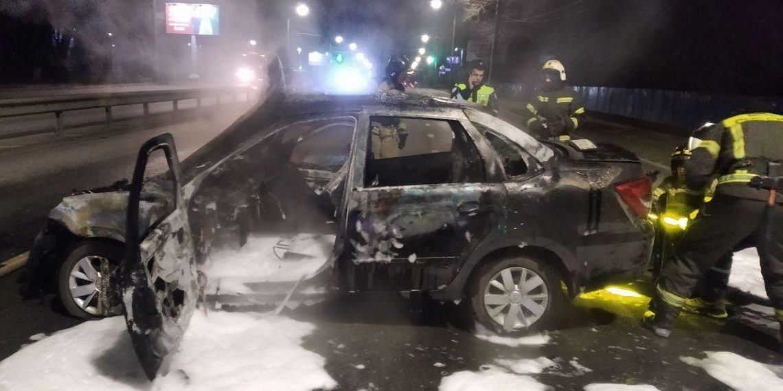 После жесткого ДТП на Димитровградском шоссе  загорелся автомобиль