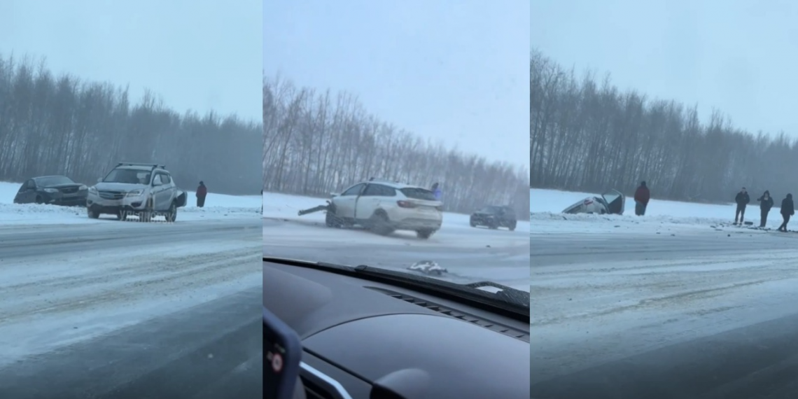 Несколько машин улетели в кювет под Ульяновском 5 января