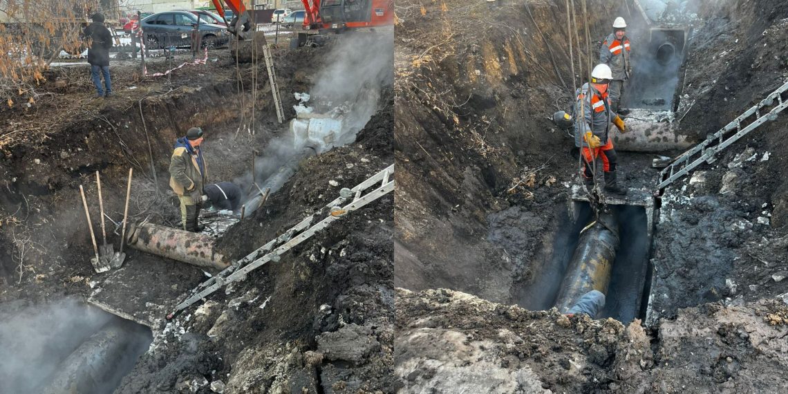 Сварочные работы начались в месте порыва теплотрассы на Отрадной в Ульяновске