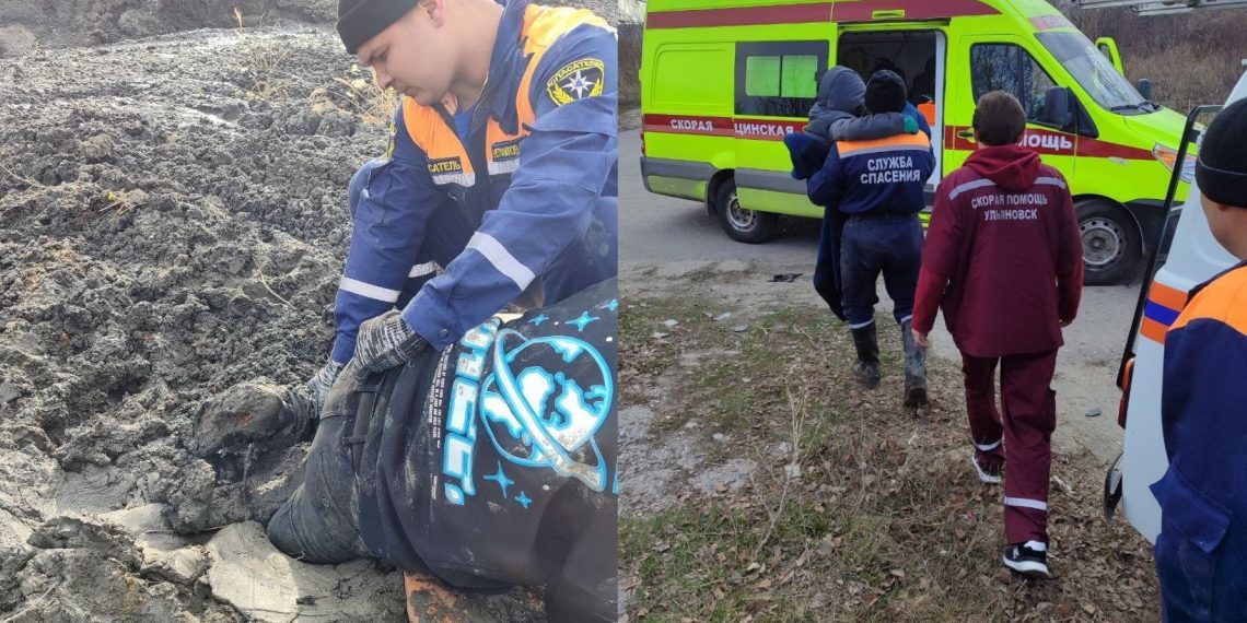 В Ульяновске двое детей застряли в трясине