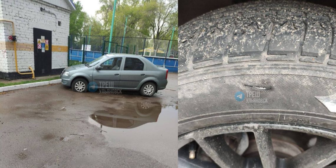 Пьяный вандал порезал шины восьми автомобилей в Ульяновске