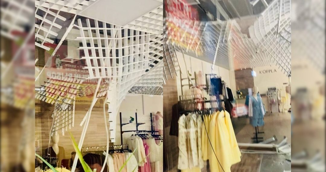 Подвесной потолок рухнул в ульяновском ТРЦ «Спартак»