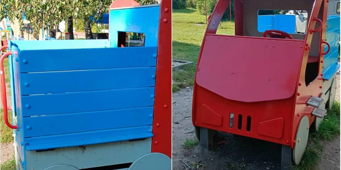 Вандалы не унимаются: игровые комплексы в ульяновском сквере пришлось красить заново