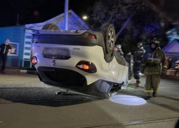 Renault Kaptur перевернулся кверху колёсами на Верхнеполевой в Ульяновске