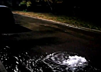 Утечка воды в пол-улицы произошла на Шолмова