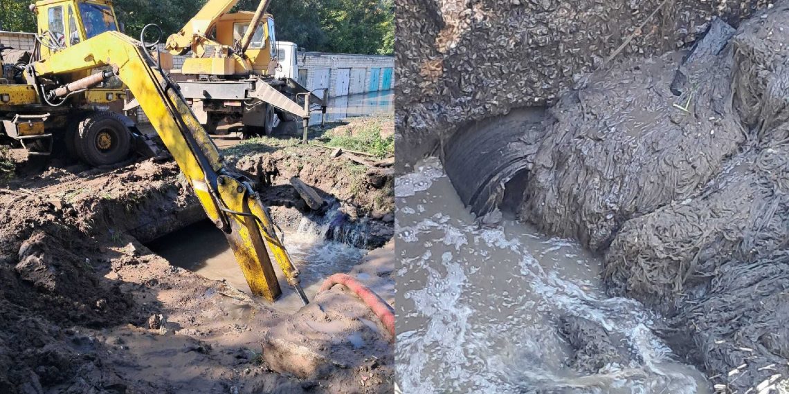 Из канализации на Верхней Террасе извлекли более тонны тряпок