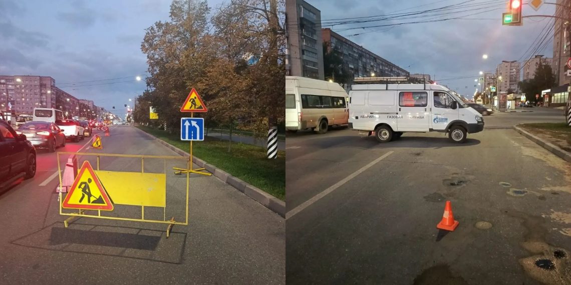 На Минаева перекрыта одна полоса