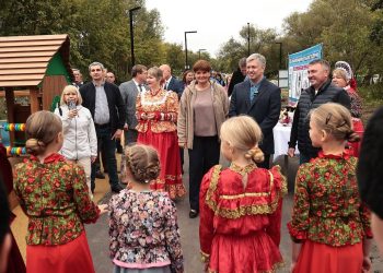 Детская площадка и беседка для бракосочетаний: в Ульяновске открыли новый участок «Мостовой Слободы»