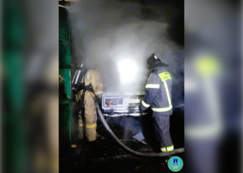 Закрытый гараж загорелся в ульяновском ГСК «Волга» — видео