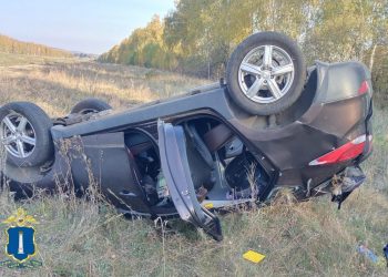 Двоих детей достали из перевернувшейся машины на трассе под Ульяновском