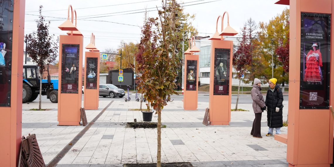 Новые краснолистные клёны высадили в Театральном сквере Ульяновска