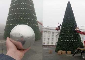 400 шаров и световой шатер: главная ёлка Ульяновска готовится к Новому году