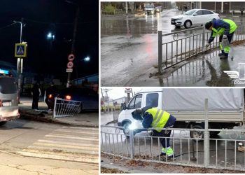 В Заволжье восстановили пострадавшее в ДТП пешеходное ограждение