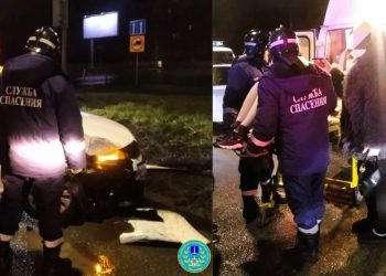 Легковушка с девушкой за рулём врезалась в препятствие на Димитровградском шоссе в Ульяновске