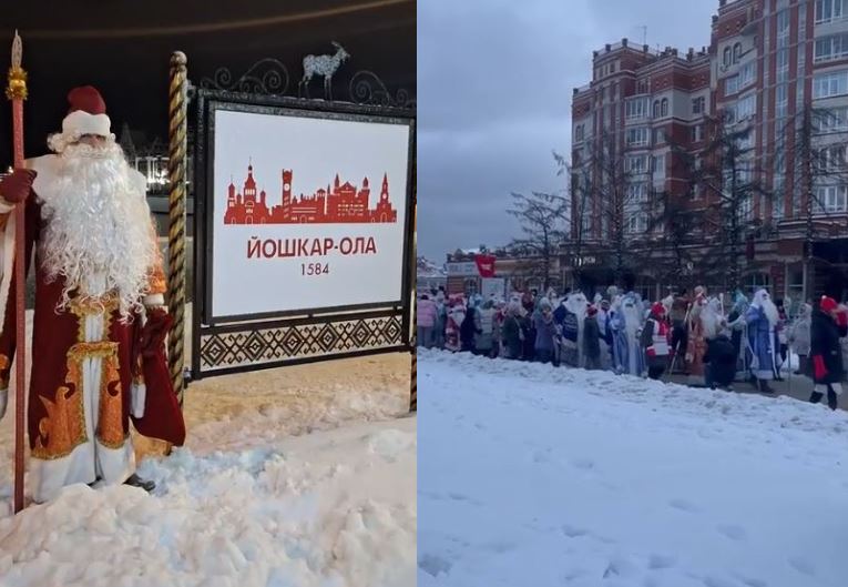 Дед Мороз из Ульяновска принял участие в параде коллег в Йошкар-Оле — видео