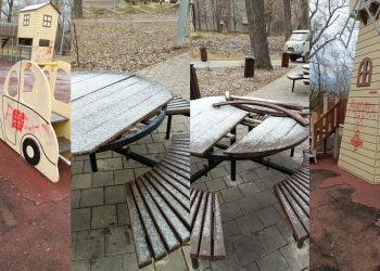 Ульяновские власти бросили силы на восстановление изуродованного вандалами сквера