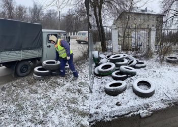 В Ленинском районе Ульяновска установили спецконтейнеры для утилизации старых шин