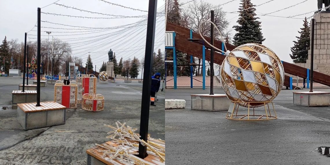 На Соборной площади Ульяновска появились световые фигуры