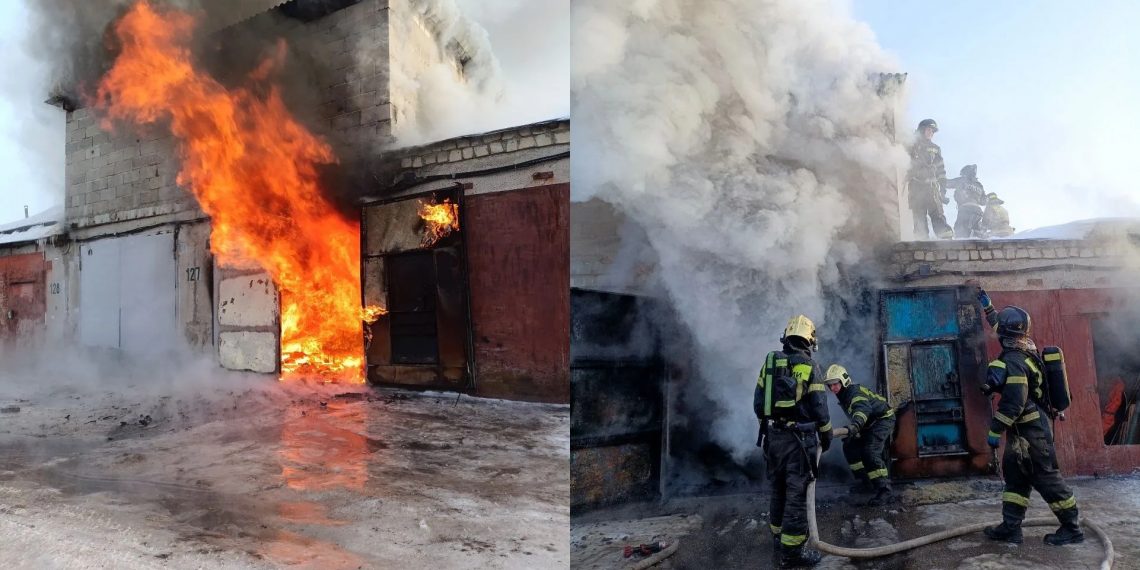 В Ульяновске ликвидировали пожар в двухэтажном гараже на Московском шоссе