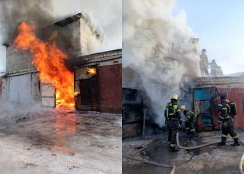 В Ульяновске ликвидировали пожар в двухэтажном гараже на Московском шоссе