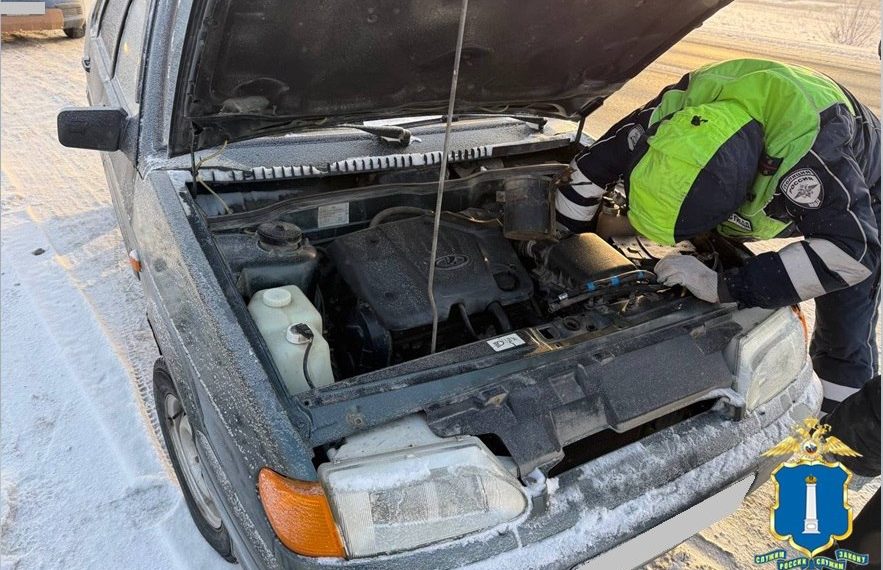 Дорожные полицейские в Майнском районе помогли семье на замерзшей трассе