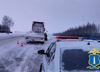 Ульяновские гаишники помогли водителю фуры, застрявшей на трассе в 25-градусный мороз