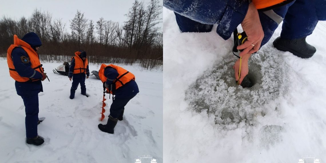 Спасатели проверили толщину льда на реках в Новоспасском и Николаевском районах