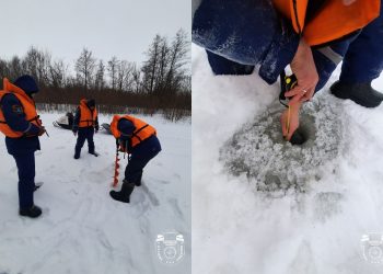 Спасатели проверили толщину льда на реках в Новоспасском и Николаевском районах