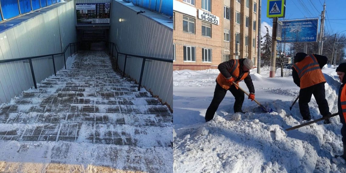 200 рабочих вышли на уборку остановок и переходов Ульяновска