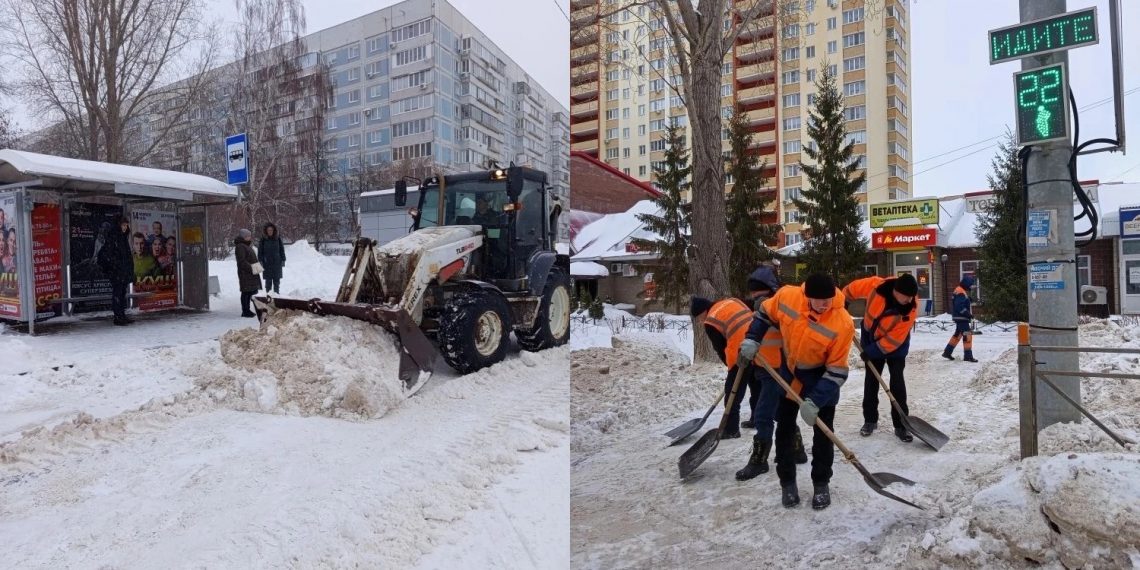 13 бригад и 10 тракторов сражаются со снегом на остановках и переходах Ульяновска