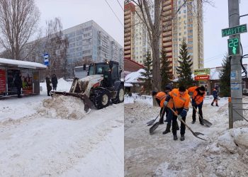 13 бригад и 10 тракторов сражаются со снегом на остановках и переходах Ульяновска