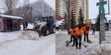 13 бригад и 10 тракторов сражаются со снегом на остановках и переходах Ульяновска