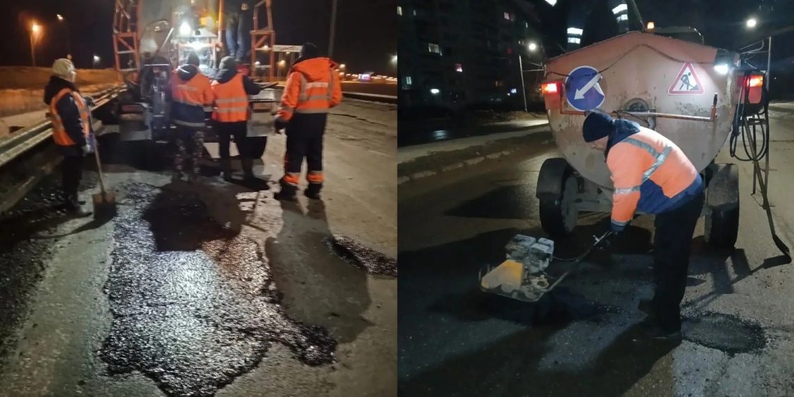 На дорогах Ульяновска применили термос-миксер для ликвидации аварийной ямочности