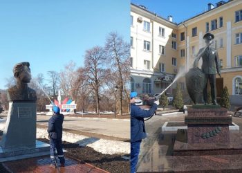 В Ульяновске приступили к весенней очистке памятников