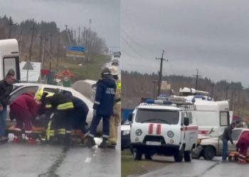 Mazda 3 и Renault Simbol лоб в лоб столкнулись на трассе «Мирный — Архангельское»