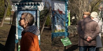 Акварели Юлии Узрютовой «поселились» во Владимирском саду в рамах старинных наличников