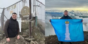 Илья Ножечкин взобрался на Бештау с флагом Ульяновской области
