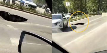 В Железнодорожном районе Ульяновска провалился асфальт