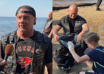 «Ночные Волки» и «Молодая Гвардия» прибрались на берегу Волги в Ульяновске