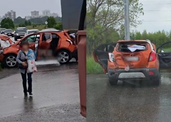 484-й автобус и легковушка столкнулись на выезде из Ульяновска