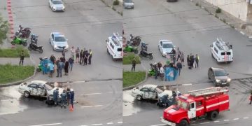 На Пушкарёва жёстко столкнулись мотоцикл Honda и Jaguar, пострадали двое