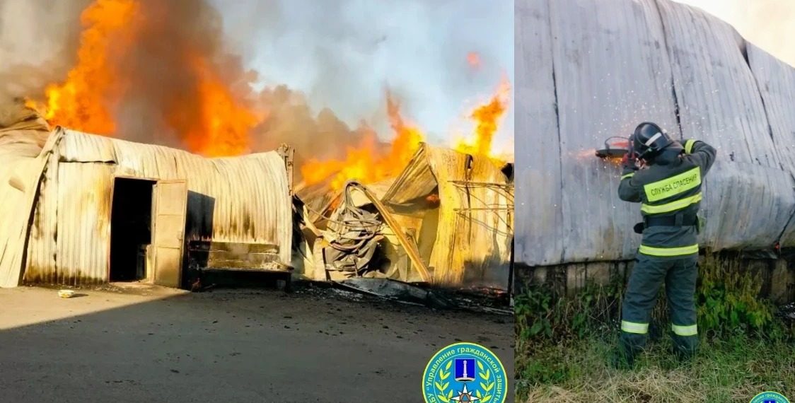 Ульяновские спасатели помогли тушить пожар в складском помещении