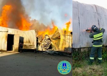Ульяновские спасатели помогли тушить пожар в складском помещении